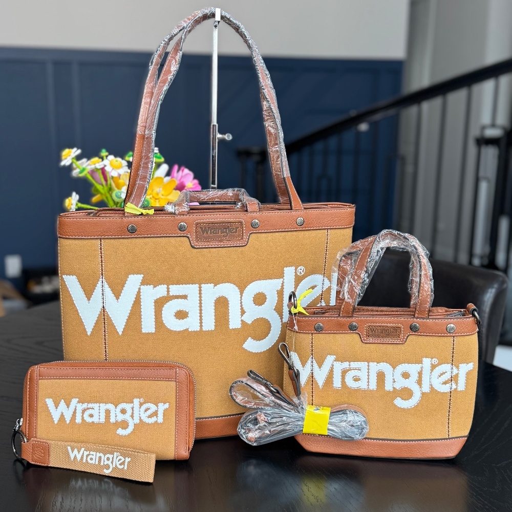 Wrangler 3PCS Set Shoulder Bag/ Crossbody/ Wallet Brown